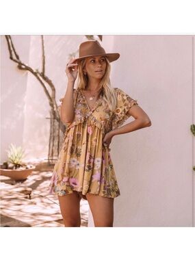 Spell and the gypsy Wild Bloom Mustard Floral Romper